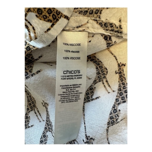 Chico’s Cheetah Print Blouse Button Down Long Sleeve - Size Large - Picture 8 of 14